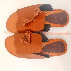 Leather Slip-On Flat Sandals
